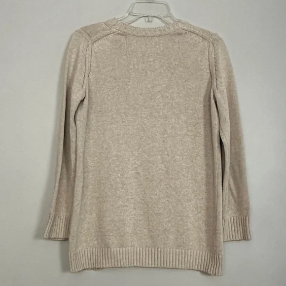 Brochu Walker women oatmeal crewneck knit pullover sweater with front left slit